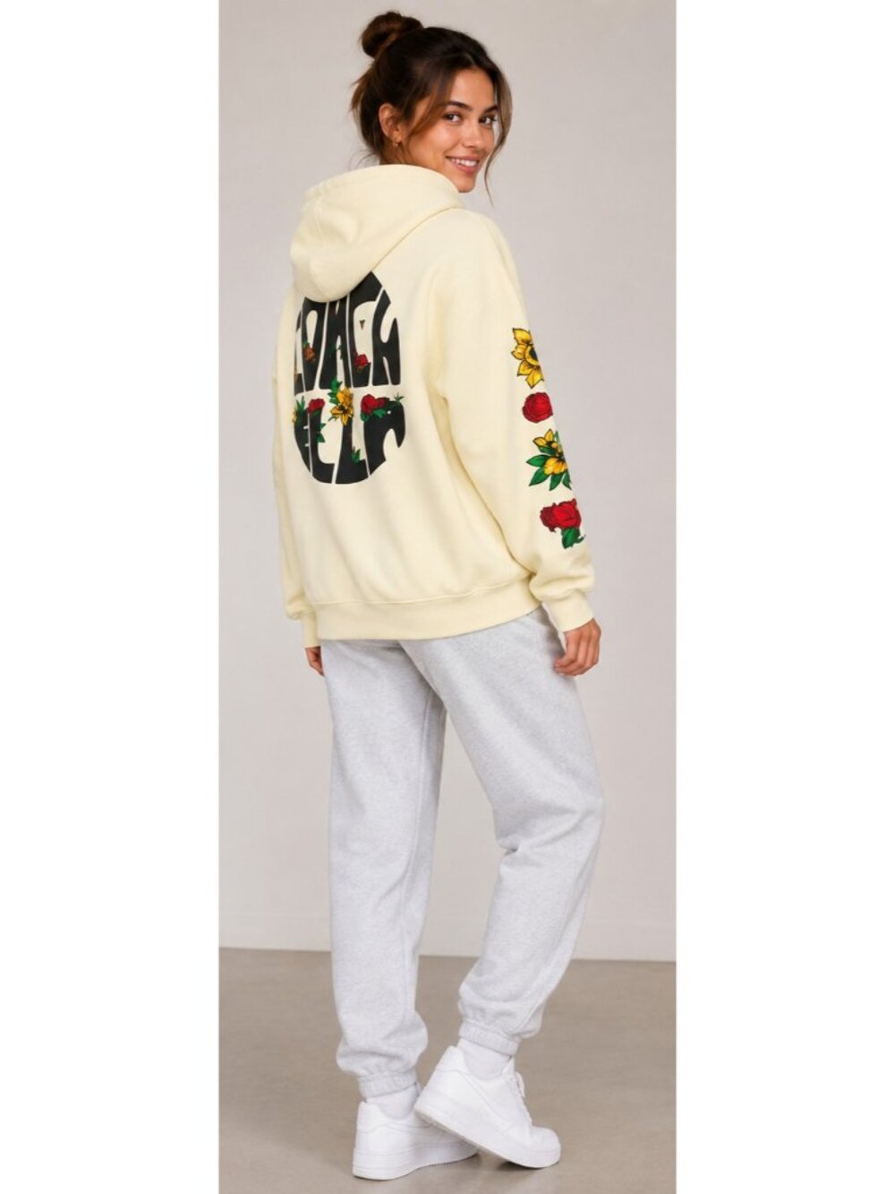 Coachella Valley Music Arts Festival Ivory Embroidered Floral Unisex Hoodie